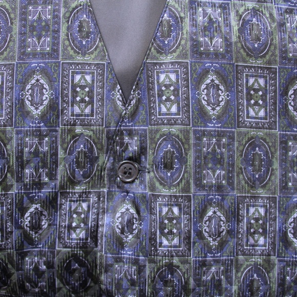 Vintage 1990s Silk Printed Vest; Men's Size Small - Picture 3 of 7